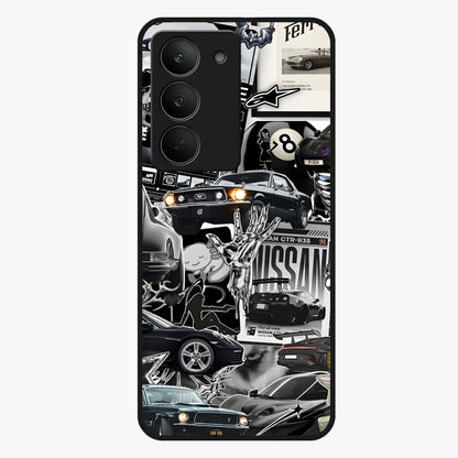 Aesthetic Dark Love Glass Case showing flat back view with dark romantic artwork and glossy glass finish.
