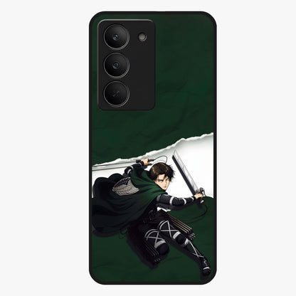 Emerald War Vanguard Glass Case showing flat back view with powerful warrior themed artwork and glossy glass finish.