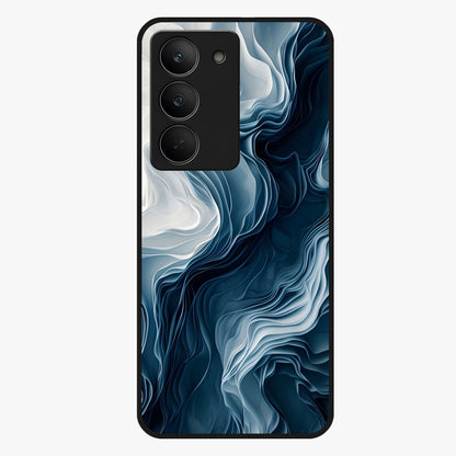 Ethereal Paper Marble Glass Case showing flat back view with soft marble paper texture artwork and glossy glass finish.
