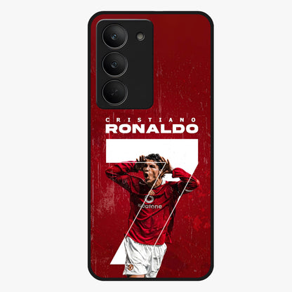 Goal Celebration Legacy Glass Case showing flat back view with football celebration inspired artwork and glossy glass finish.