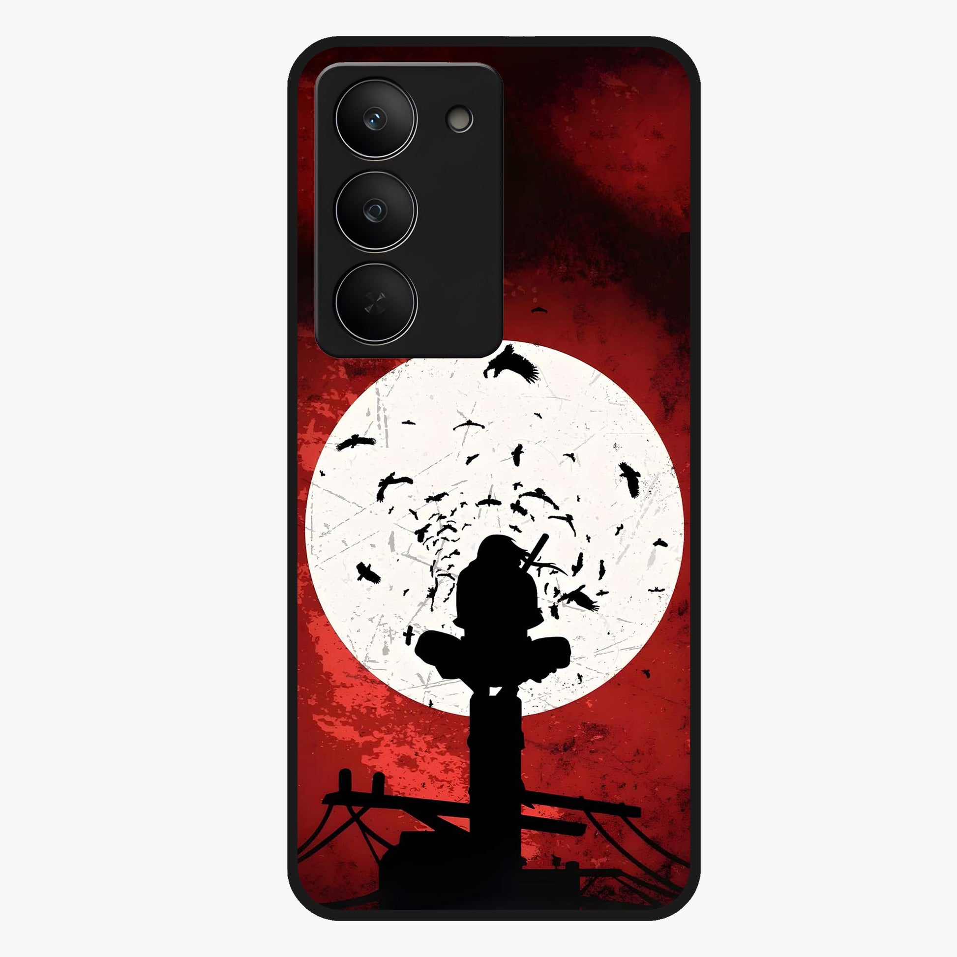 Itachi Limited Edition Naruto Anime Glass Case showing flat back view with iconic anime character artwork and glossy glass finish.