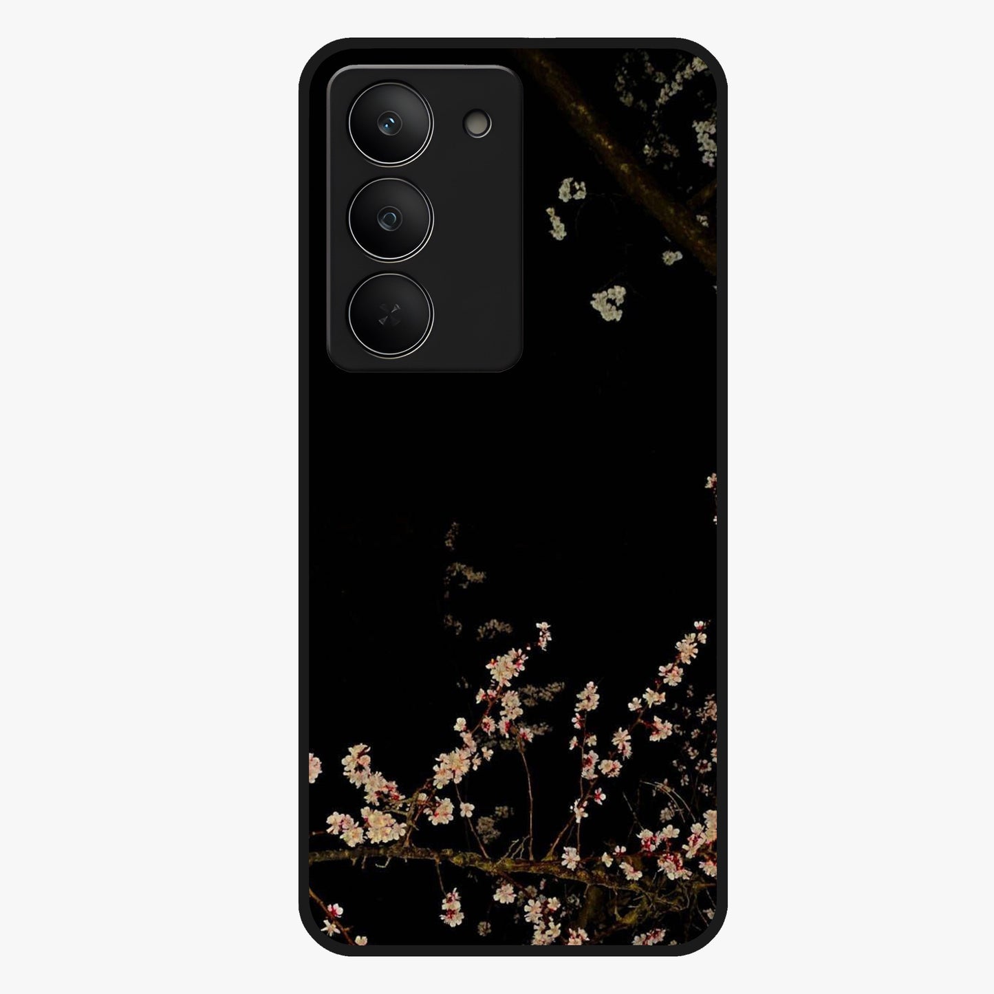 Petal Moon Light With Custom Name Glass Case showing flat back view with floral moonlight artwork and personalized name design.