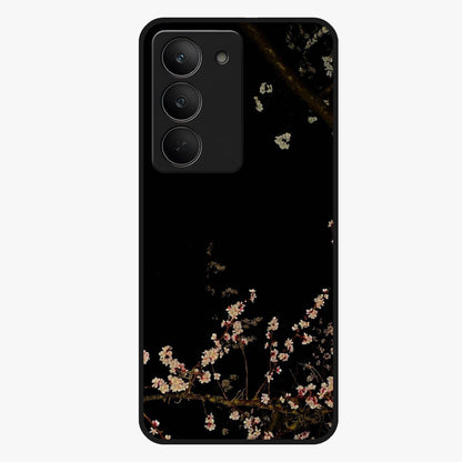 Petal Moon Light With Custom Name Glass Case showing flat back view with floral moonlight artwork and personalized name design.
