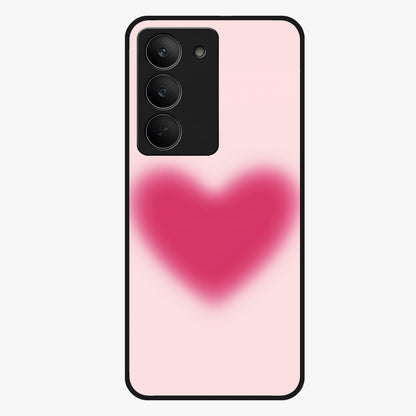 Pink Aura Heart Glass Case showing flat back view with glowing heart artwork and glossy glass finish.