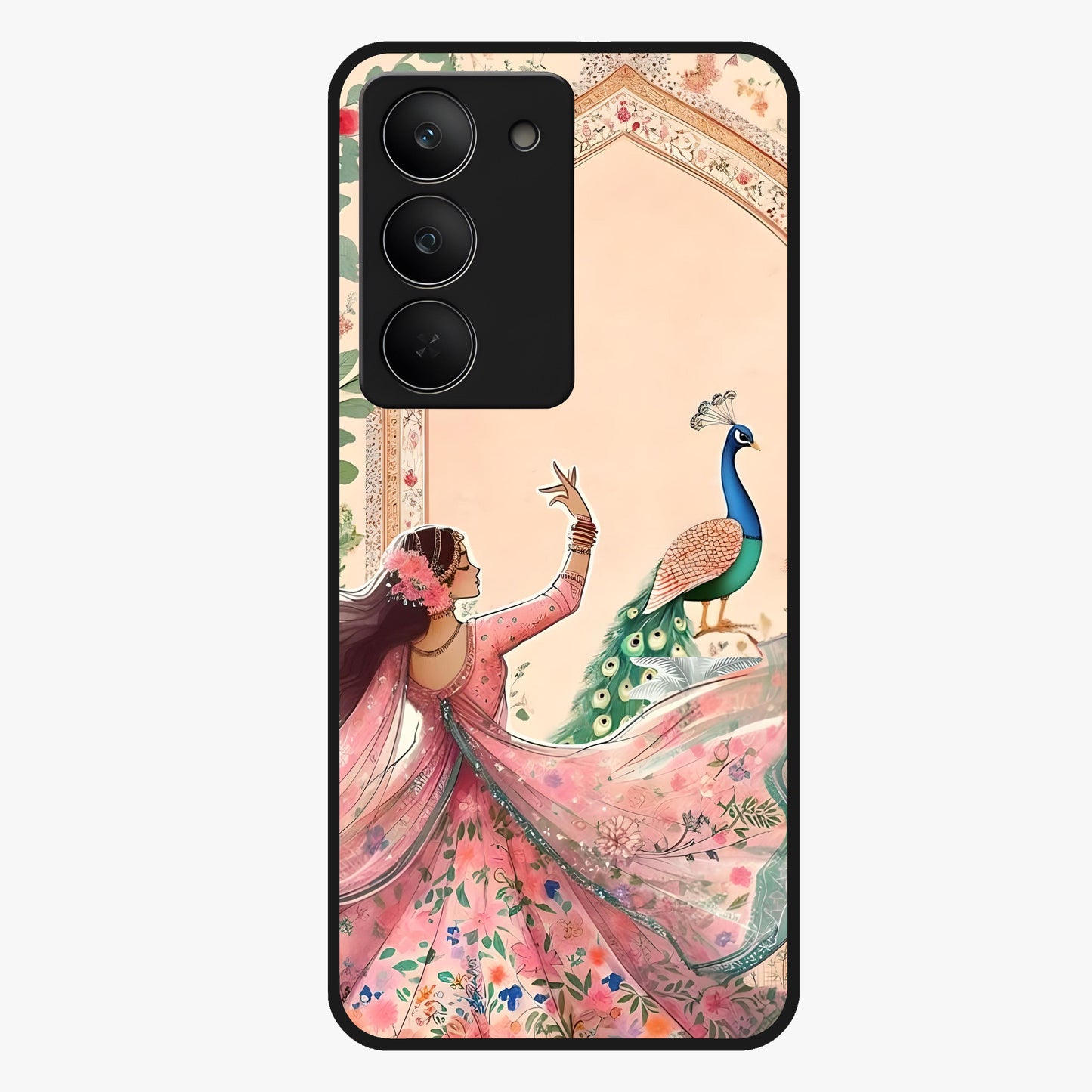 Royal Grace Muse Glass Case showing flat back view with elegant artistic artwork and glossy glass finish.