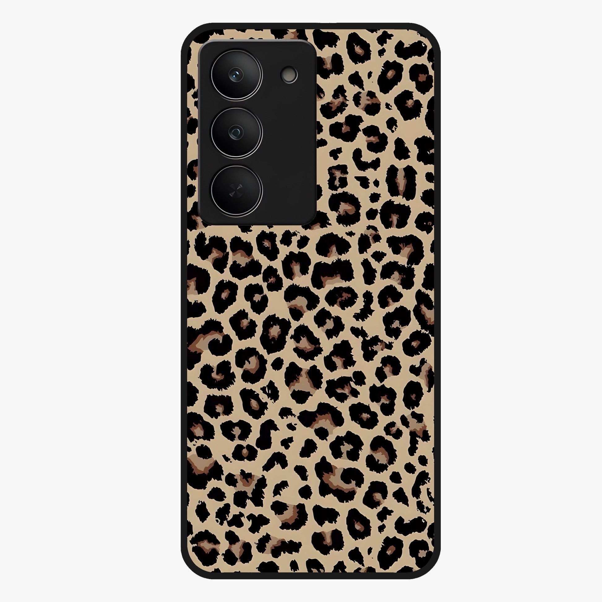 Savage Chic Pattern Glass Case showing flat back view with stylish patterned artwork and glossy glass finish.