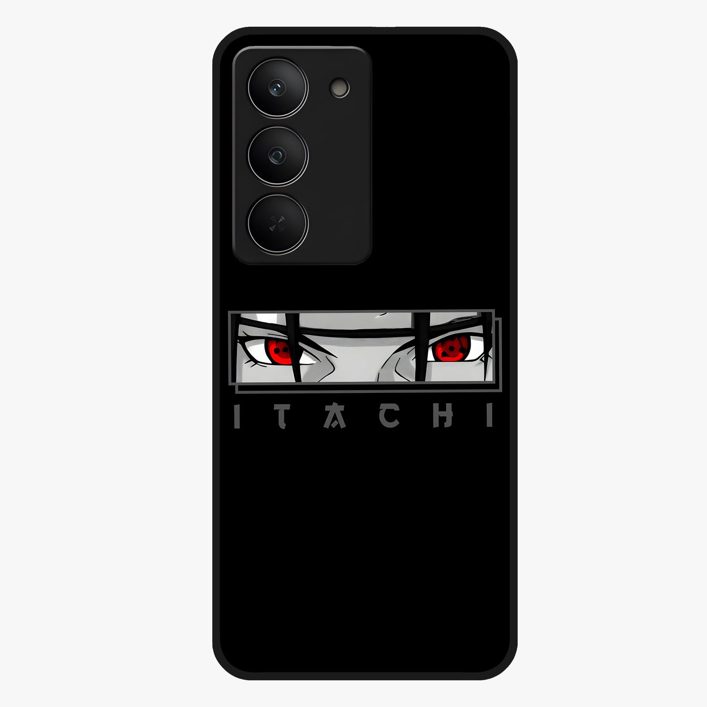 Scarlet Gaze Dominance Glass Case showing flat back view with striking red themed artwork and glossy glass finish.