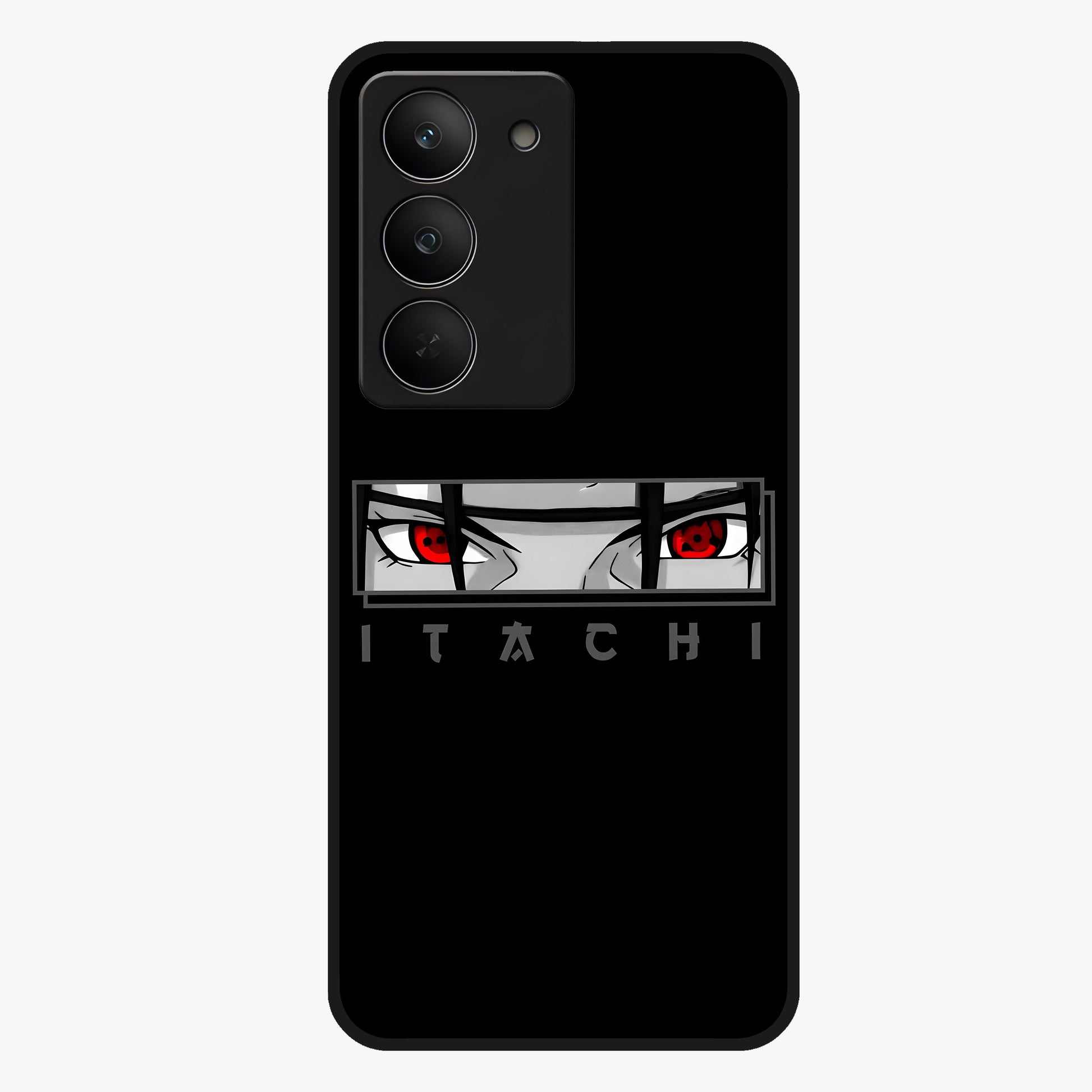 Scarlet Gaze Dominance Glass Case showing flat back view with striking red themed artwork and glossy glass finish.