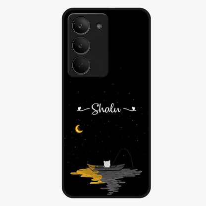 Silent Night Row Glass Case showing flat back view with calm night themed artwork and glossy glass finish.