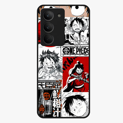 Strawhat Chaos Panels Glass Case showing flat back view with anime inspired chaos panel artwork and glossy glass finish.