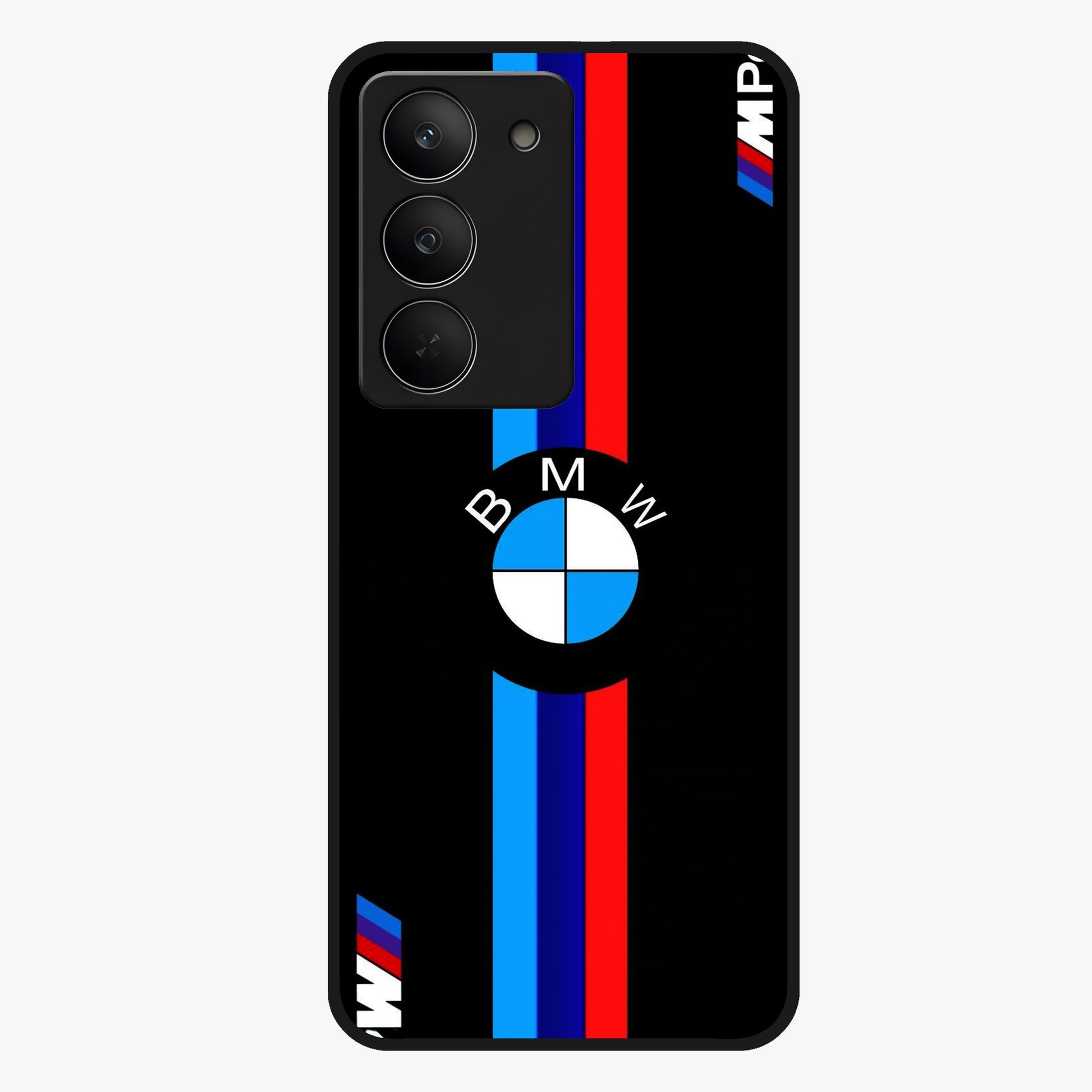 Turbo BMW Beast Glass Case showing flat back view with high performance sports car artwork and glossy glass finish.