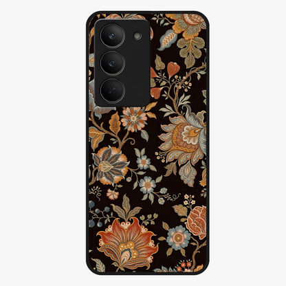 Vintage Floral Dream Glass Case showing flat back view with classic floral artwork and glossy glass finish.