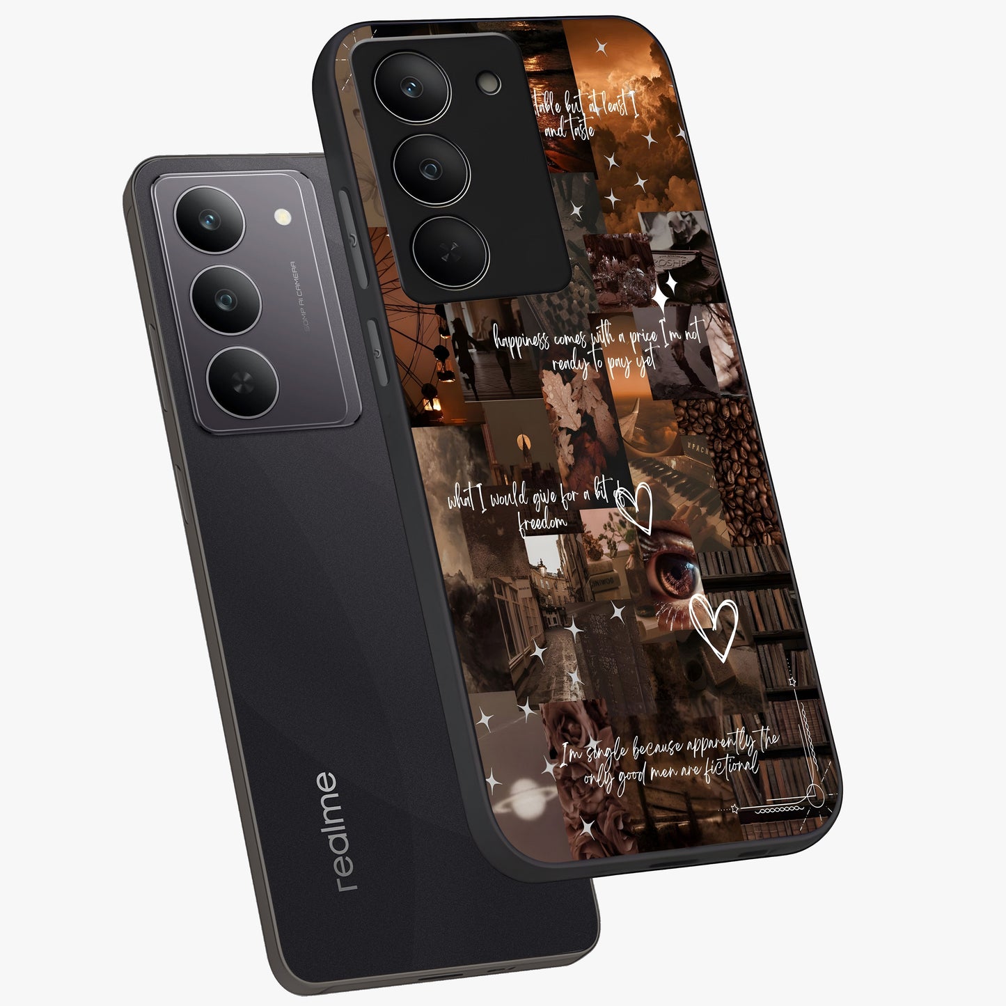Bittersweet Aesthetic Chaos Glass Case displayed in angled mockup highlighting expressive abstract artwork and edgy aesthetic theme.