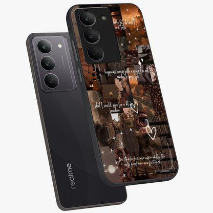 Bittersweet Aesthetic Chaos Glass Case displayed in angled mockup highlighting expressive abstract artwork and edgy aesthetic theme.