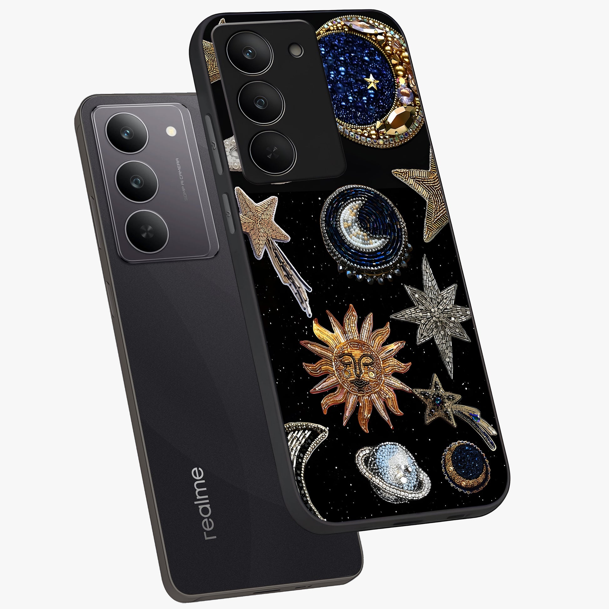 Celestial Gem Constellations Glass Case displayed in angled mockup highlighting gemstone inspired constellation design.