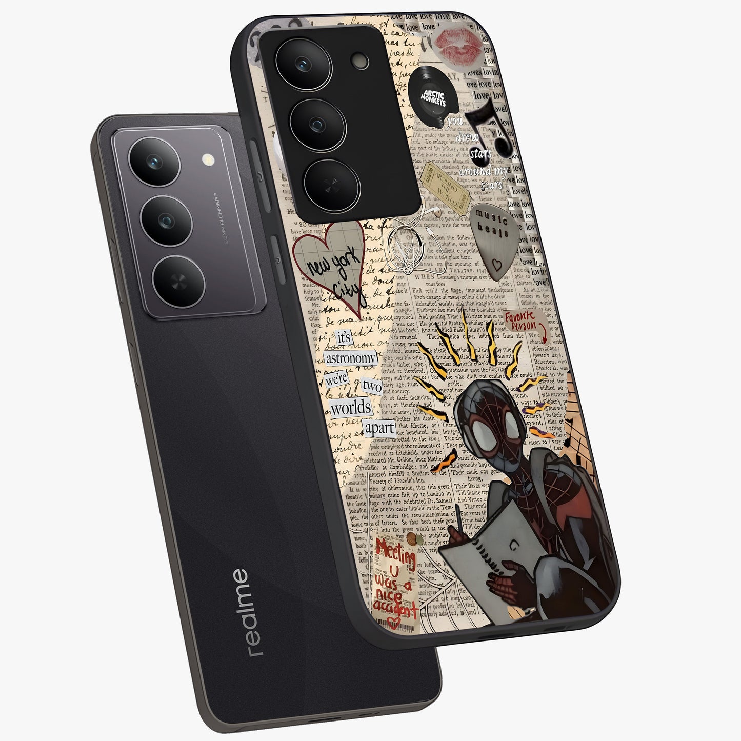City Dream Sketch Glass Case displayed in angled mockup highlighting minimal city illustration with aesthetic sketch style.