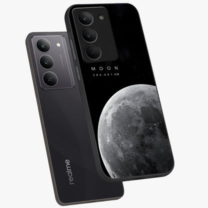 Cosmic Moon Glow Glass Case displayed in angled mockup highlighting celestial moon design with cosmic aesthetic theme.