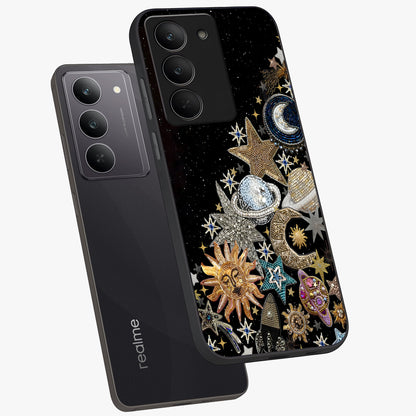 Cosmic Sparkle Dreams Glass Case displayed in angled mockup highlighting dreamy star sparkle design with celestial aesthetic.