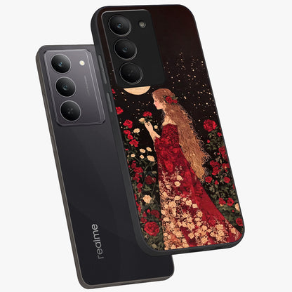 Crimson Dreams Glass Case displayed in angled mockup highlighting soft crimson aesthetic design with artistic theme.