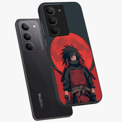 Crimson Moon Warlord Glass Case displayed in angled mockup highlighting dramatic crimson moon design with fantasy aesthetic.