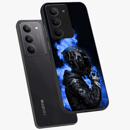 Cyber Sentinel Protocol Glass Case displayed in angled mockup highlighting digital cyber design with sci-fi aesthetic style.