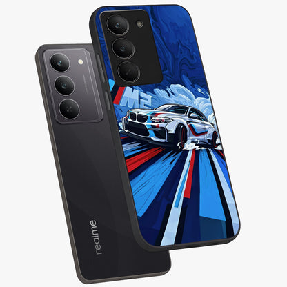 Drift Power Rush Glass Case displayed in angled mockup highlighting powerful drift car design with sporty aesthetic style.