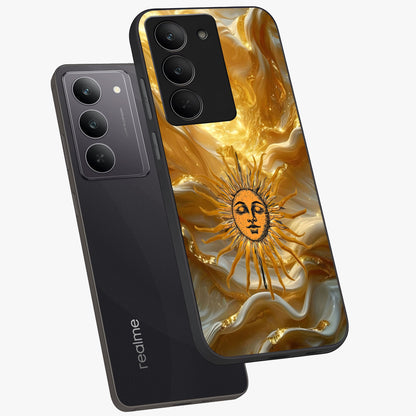 Eternal Golden Glow Glass Case displayed in angled mockup highlighting glowing golden aesthetic design with elegant style.