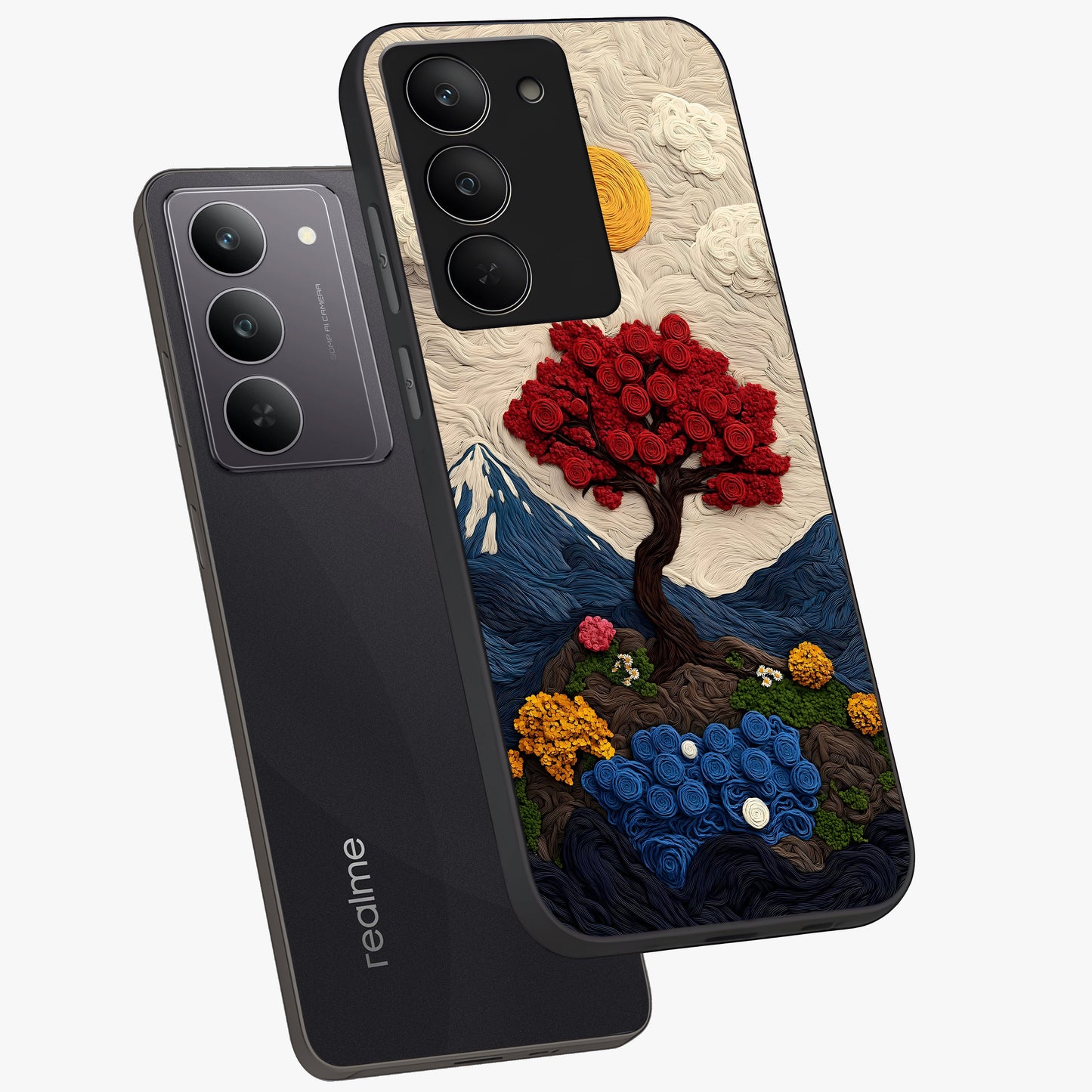 Eternal Nature Tapestry Glass Case displayed in angled mockup highlighting detailed botanical pattern with artistic aesthetic.