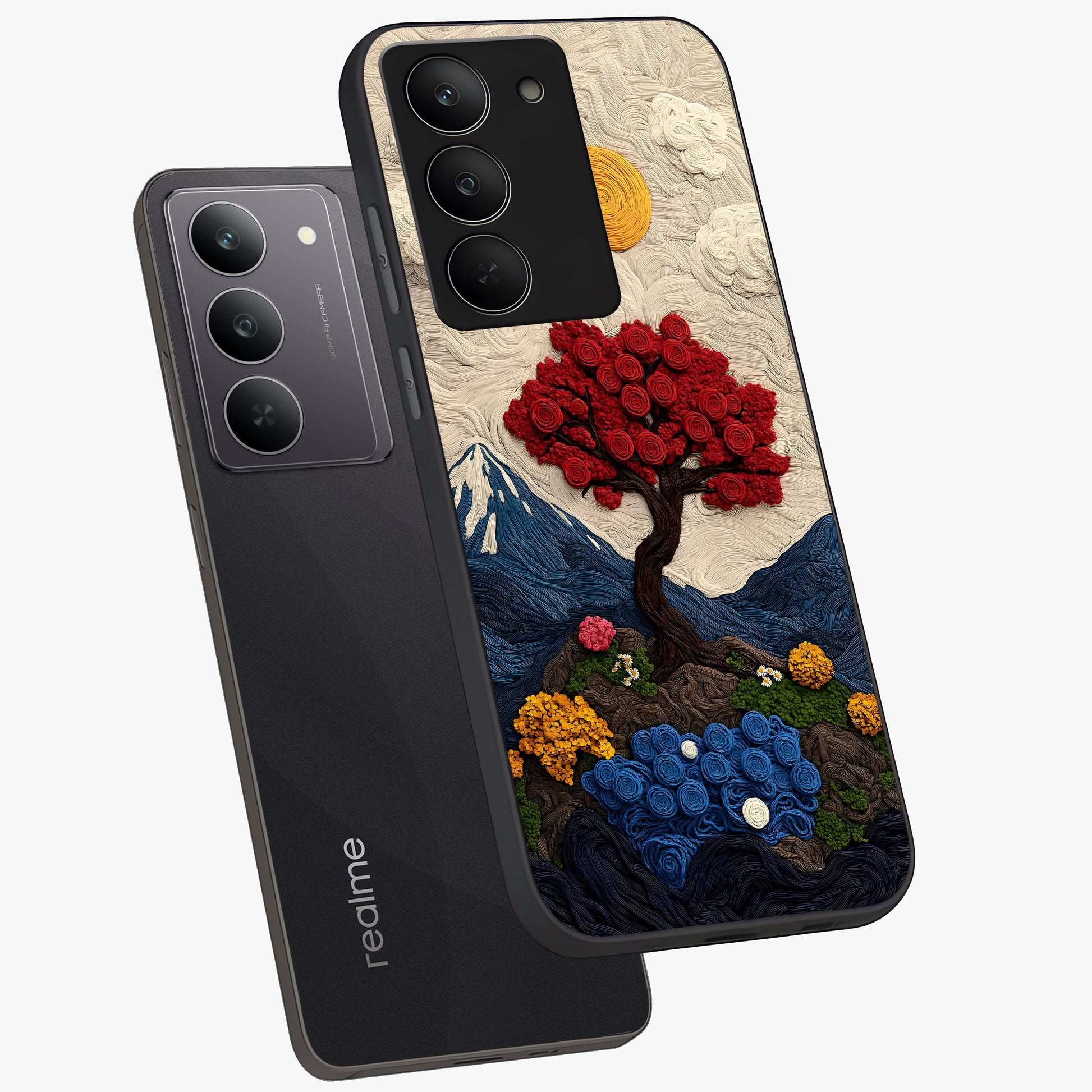 Eternal Nature Tapestry Glass Case displayed in angled mockup highlighting detailed botanical pattern with artistic aesthetic.