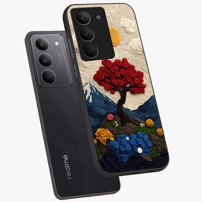 Eternal Nature Tapestry Glass Case displayed in angled mockup highlighting detailed botanical pattern with artistic aesthetic.