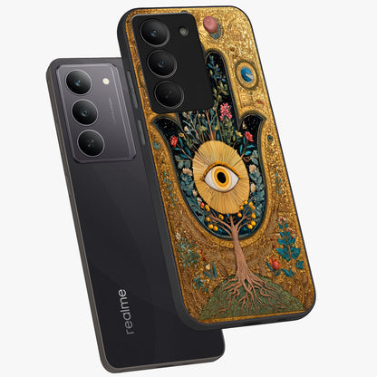 Ethereal Evil Eye Glass Case displayed in angled mockup highlighting protective evil eye symbol with spiritual aesthetic design.