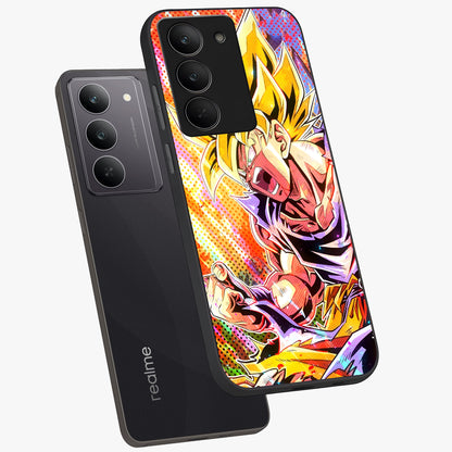 Firing Goku Glass Case displayed in angled mockup highlighting dynamic anime character design with action aesthetic.