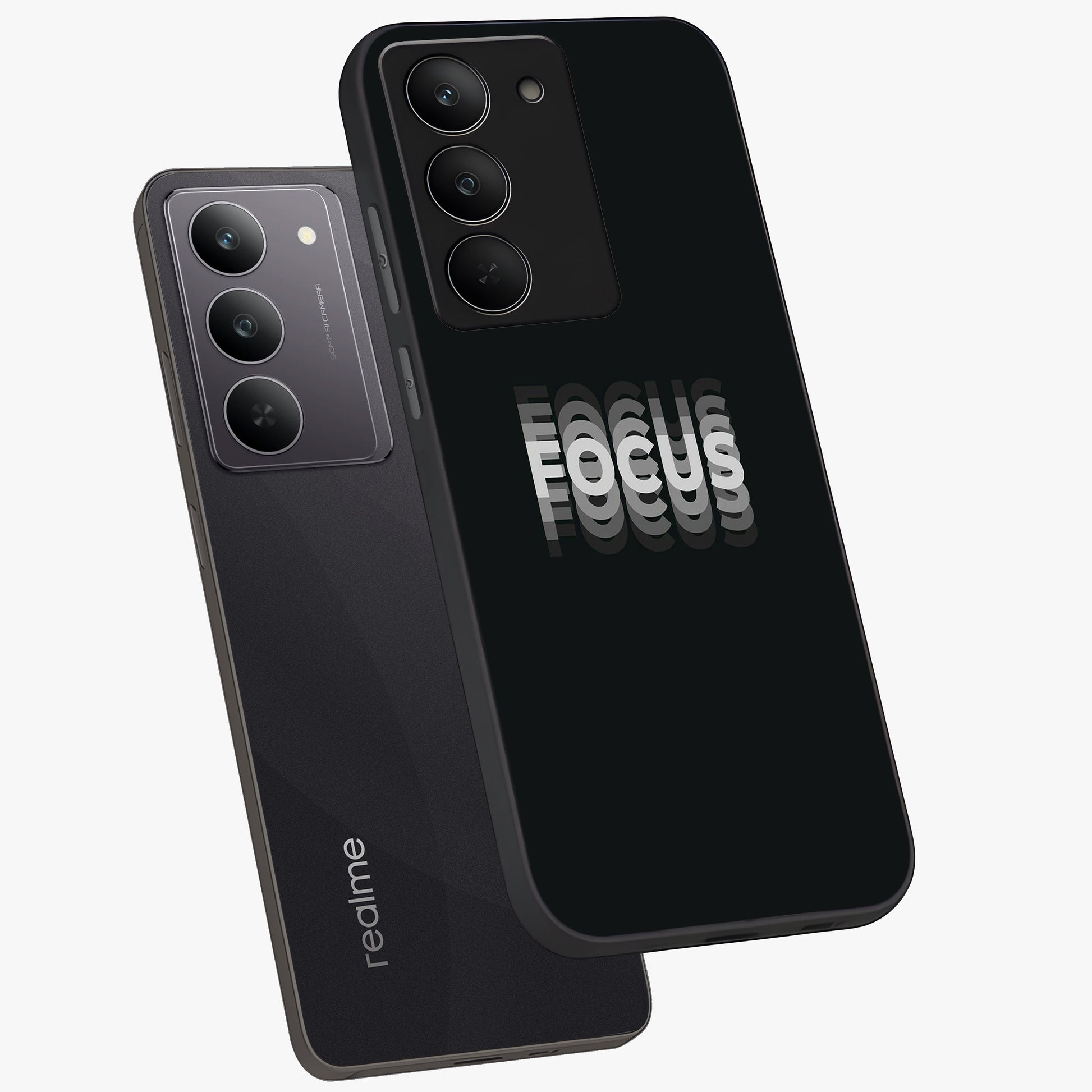 Focus Mode On Glass Case displayed in angled mockup highlighting clean minimal text artwork with modern aesthetic style.