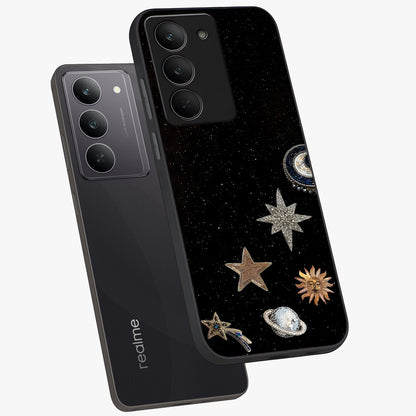 Galactic Charm Glow Glass Case displayed in angled mockup highlighting luminous galaxy inspired design with dreamy aesthetic.