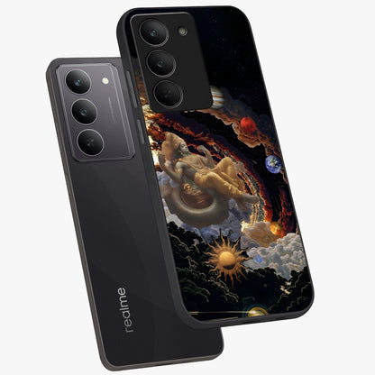 Galactic Divine God Glass Case displayed in angled mockup highlighting powerful celestial deity illustration with galactic aesthetic.