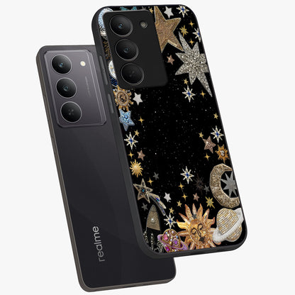 Galactic Jewel Stars Glass Case displayed in angled mockup highlighting shining celestial star design with cosmic aesthetic style.
