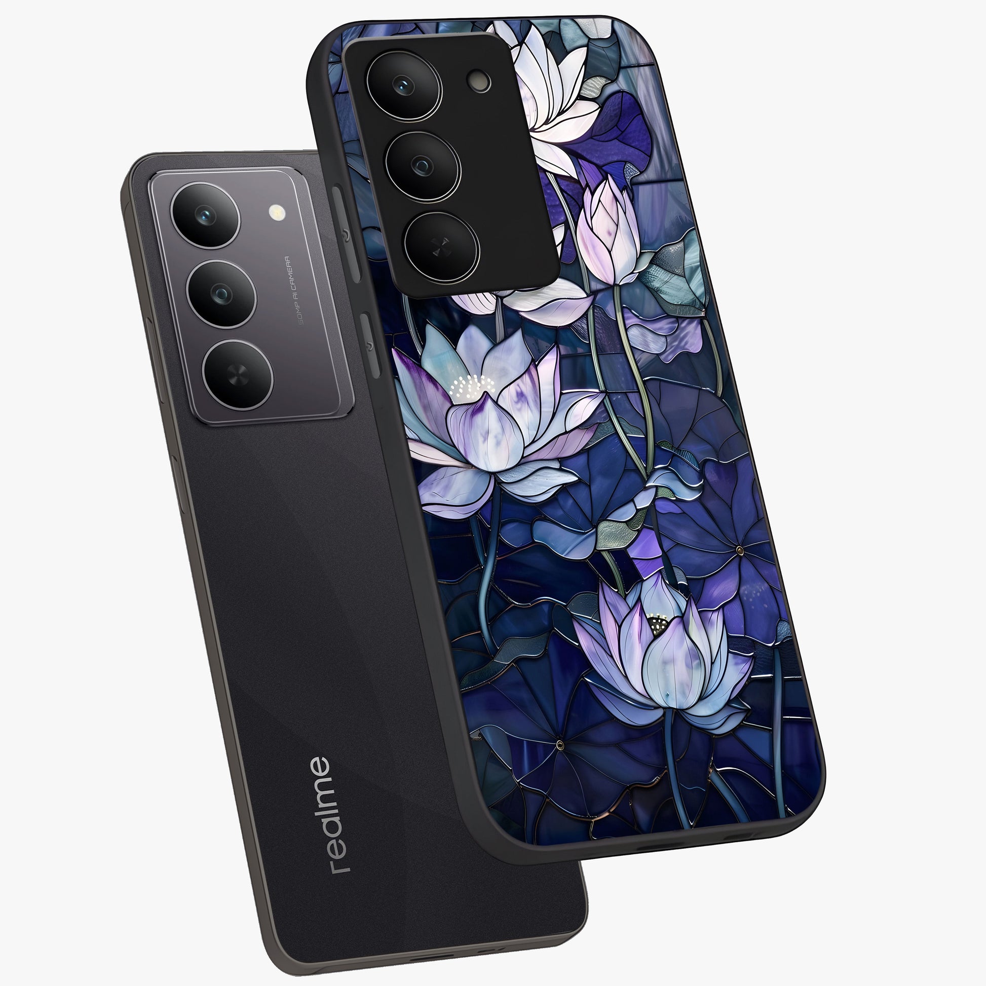 Gloss Petal Rush Glass Case displayed in angled mockup highlighting vibrant petal design with elegant floral aesthetic.