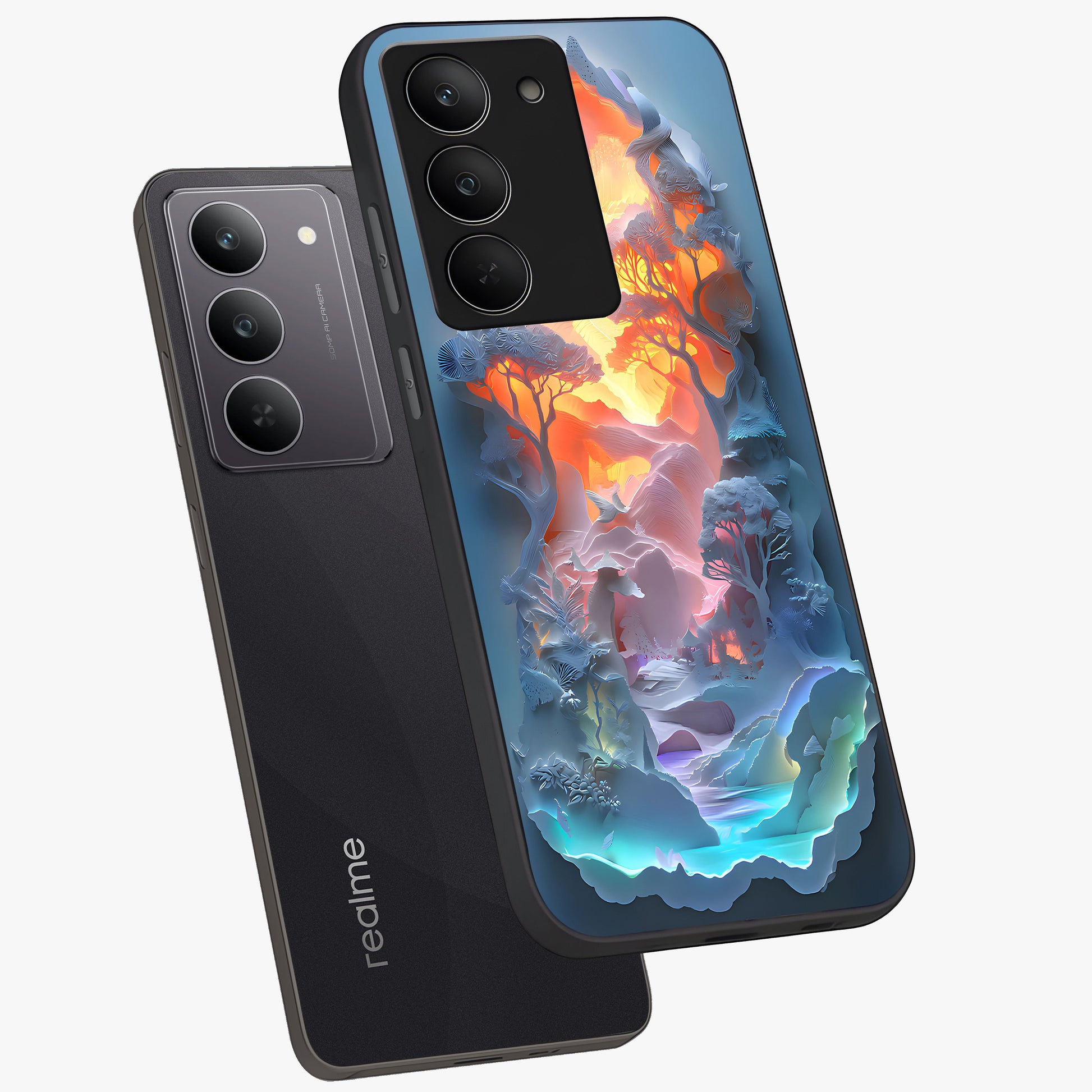Glow Forest Portal Glass Case displayed in angled mockup highlighting mystical forest design with magical glowing aesthetic.