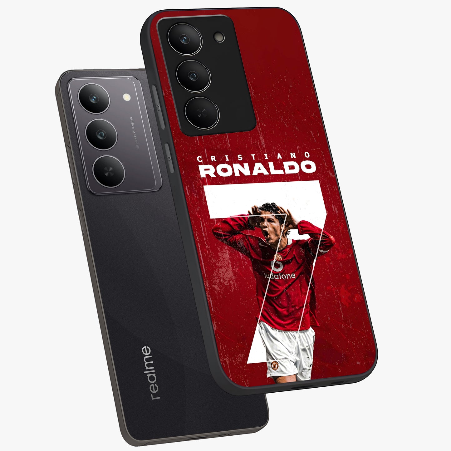 Goal Celebration Legacy Glass Case displayed in angled mockup highlighting energetic sports celebration design with bold athletic theme.