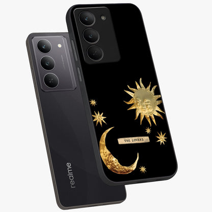 Gold Sun Blush Glass Case displayed in angled mockup highlighting radiant sun design with warm golden aesthetic.