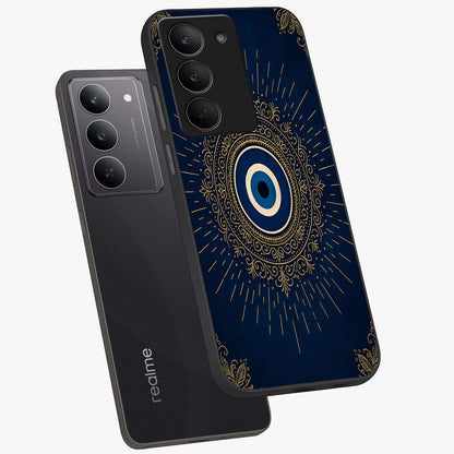 Golden Celestial Charm Glass Case displayed in angled mockup highlighting sparkling cosmic charm design with celestial aesthetic.