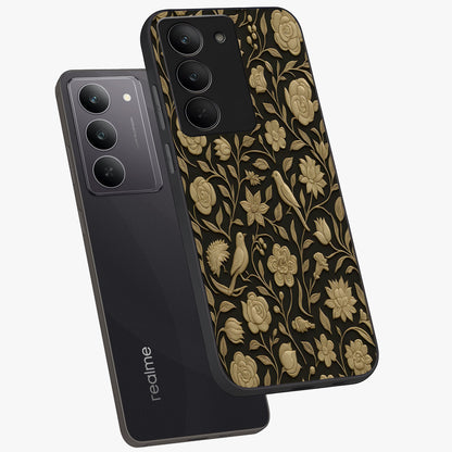 Golden Evil Eye Mandala Glass Case displayed in angled mockup highlighting protective evil eye symbol with golden mandala design.