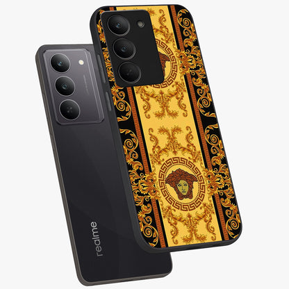 Golden Lotus Glow Glass Case displayed in angled mockup highlighting radiant lotus illustration with spiritual aesthetic.