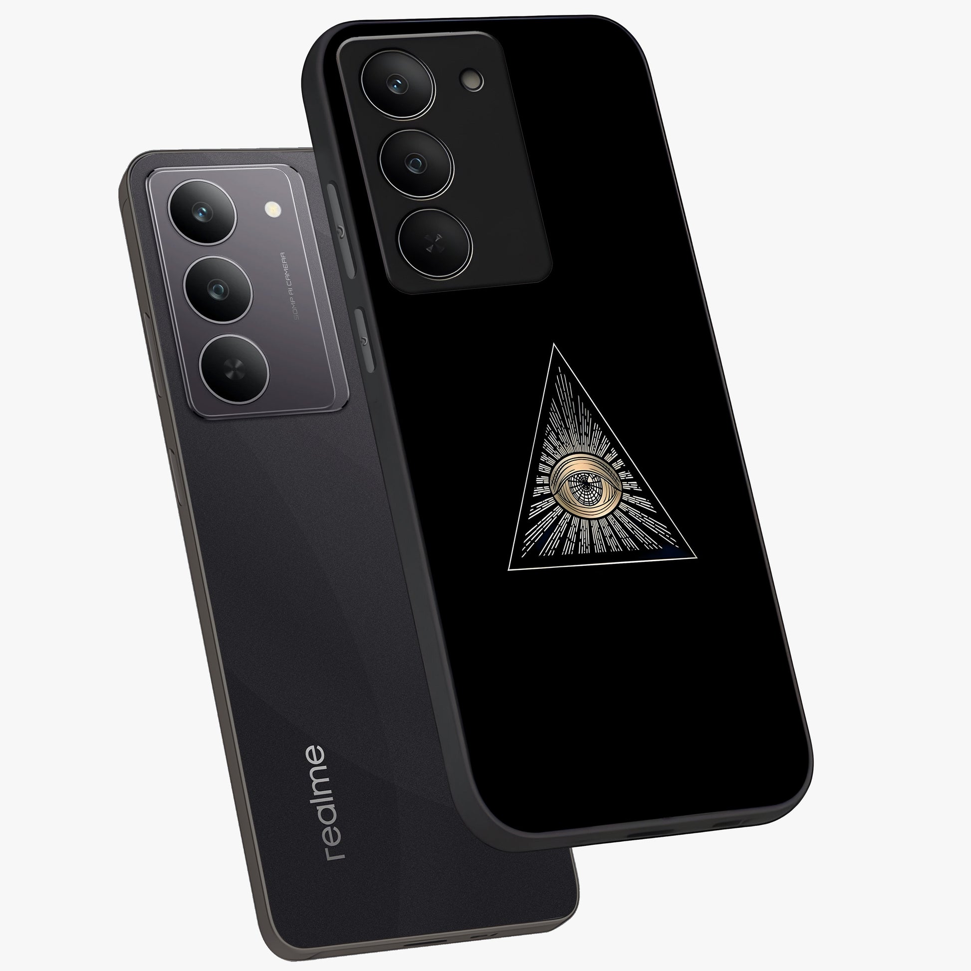 Illuminati Evil Glass Case displayed in angled mockup highlighting dark occult inspired design with bold aesthetic style.
