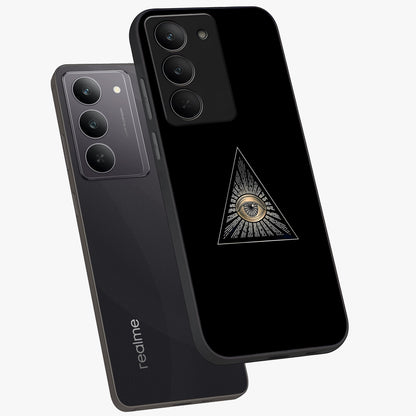 Illuminati Evil Glass Case displayed in angled mockup highlighting dark occult inspired design with bold aesthetic style.