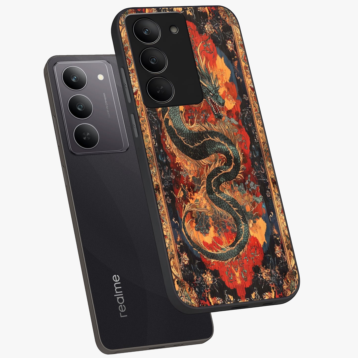 Inferno Dragon Soul Glass Case displayed in angled mockup highlighting powerful dragon illustration with inferno aesthetic.
