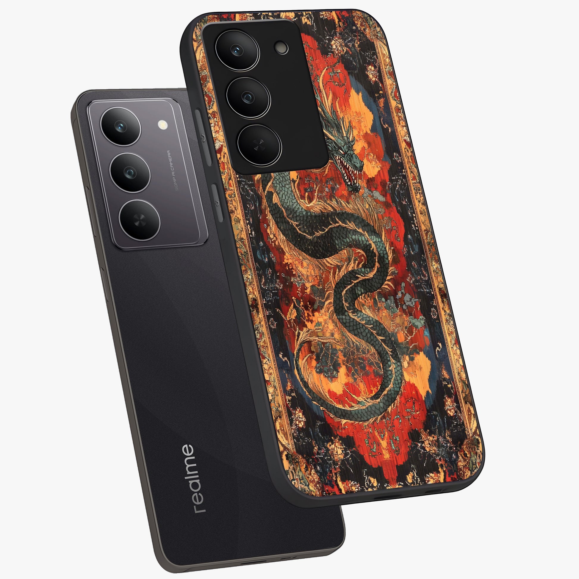 Inferno Dragon Soul Glass Case displayed in angled mockup highlighting powerful dragon illustration with inferno aesthetic.