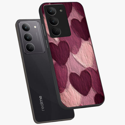 Layered Paper Hearts Glass Case displayed in angled mockup highlighting creative paper craft heart design with romantic aesthetic.