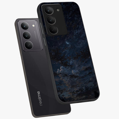 Lunar Veil Silence Glass Case displayed in angled mockup highlighting soft lunar design with peaceful celestial aesthetic.