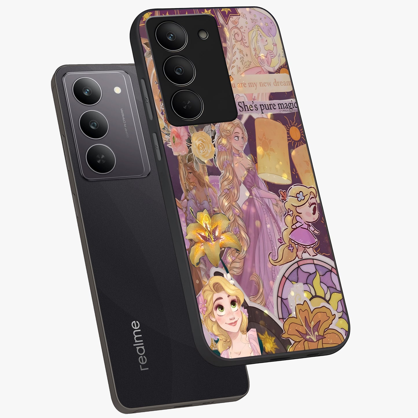 Magical Tangled Dream Glass Case displayed in angled mockup highlighting whimsical fantasy design with magical aesthetic.
